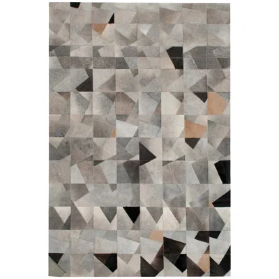 Pre-owned Art Hide Art Deco Gray Black & Caramel Faceta Customizable Cowhide Area Floor Rug X-large