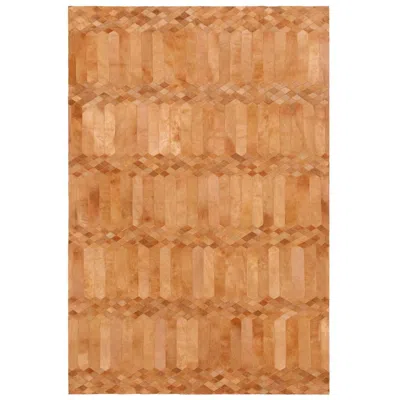 Pre-owned Art Hide Art Deco Inspired Customizable Largo Cognac Cowhide Area Floor Rug Large In Orange
