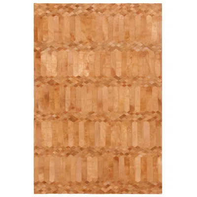 Pre-owned Art Hide Art Deco Inspired Customizable Largo Cognac Cowhide Area Floor Rug Small In Orange