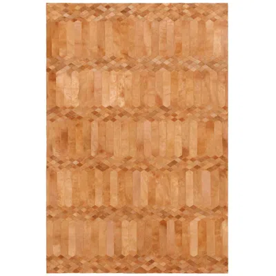 Pre-owned Art Hide Art Deco Inspired Customizable Largo Cognac Cowhide Area Floor Rug X-large In Orange