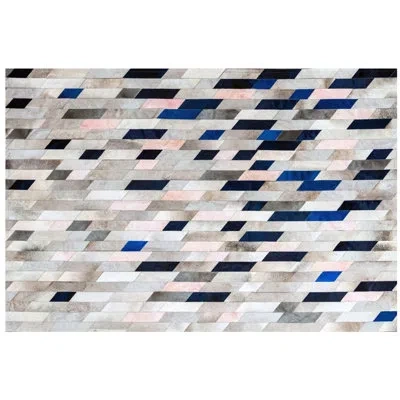 Art Hide Astila Geometric Cowhide Blue/gray Area Rug In Blue;gray