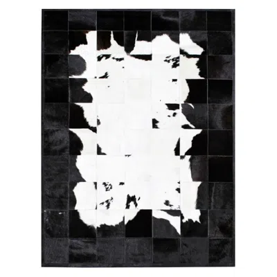 Pre-owned Art Hide Black&white Bold Graphic Customizable Buenos Aires Cowhide Area Floor Rug Large