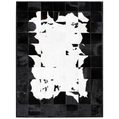 Pre-owned Art Hide Black &white Bold Graphic Customizable Buenos Aires Cowhide Area Floor Rug Small