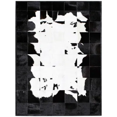 Pre-owned Art Hide Black&white Bold Graphic Customizable Buenos Aires Cowhide Area Rug Xx-large