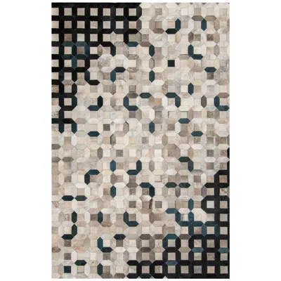 Pre-owned Art Hide Black, Gray Tessellation Trellis Cowhide Area Floor Rug Xx-large
