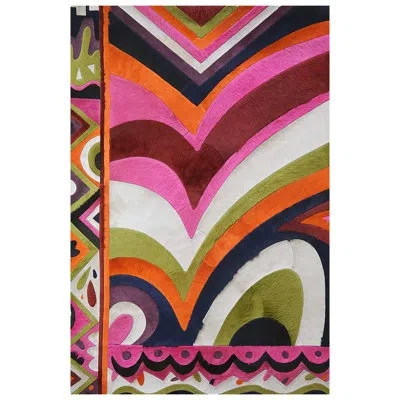 Art Hide Bohemian Rhapsody Rectangle 51.19" W X 72.84" L Cowhide Tapestry In Purple,pink,green,black