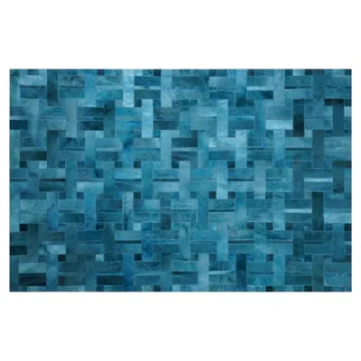 Pre-owned Art Hide Bold Geometric Design In Azure Cestino Rug Rectangle Xlarge In Blue