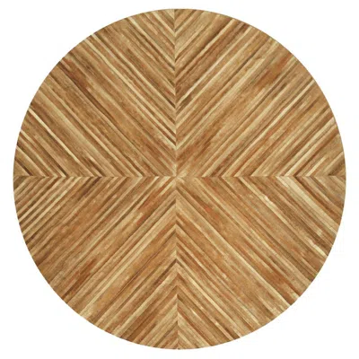 Pre-owned Art Hide Brown Caramel Round Customizable La Quinta Cowhide Area Floor Rug X-large