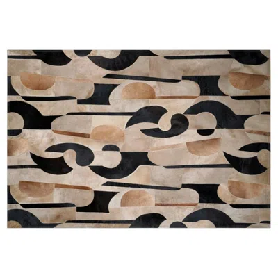 Pre-owned Art Hide Brutalist Geometry In Raw Beton Taupe Customizable Rug Rectangle In Small In Brown
