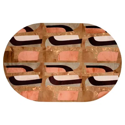 Pre-owned Art Hide Brutalist, Modern Geometric Customizable Caramel, Apricot, Tan Marabu Rug Large In Brown