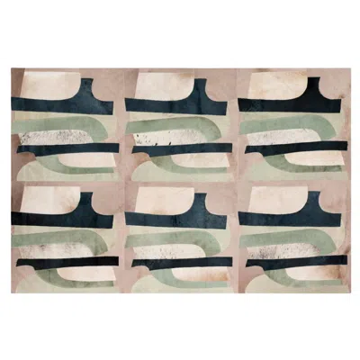 Pre-owned Art Hide Brutalist, Modern Geometric Customizable Green, Navy, Taupe Marabu Rug Small In Brown