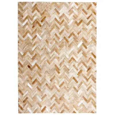 Pre-owned Art Hide Classic Herringbone Caramel Espina Customizable Cowhide Area Floor Rug Xx-large In Brown