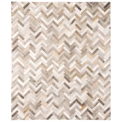 Pre-owned Art Hide Classic Herringbone Large Gray Customizable Espina Cowhide Area Floor Rug