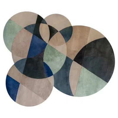 Pre-owned Art Hide Colorful Circles Customizable Paolina B Green, Blue, Black Rug Xxlarge