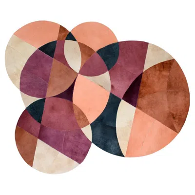 Pre-owned Art Hide Colorful Circles Customizable Purples, Pinks, Blues Paolina B Rug Medium