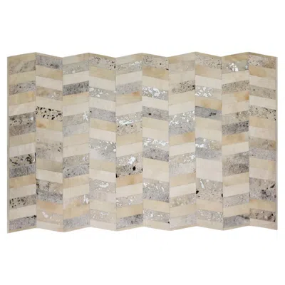 Pre-owned Art Hide Contemporary Zig Zag Customizable Cream And Silver Baia Rug Small In White