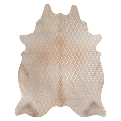 Pre-owned Art Hide Copper Metallic Diamond Pattern Caramel Cowhide Rug, Large In Brown
