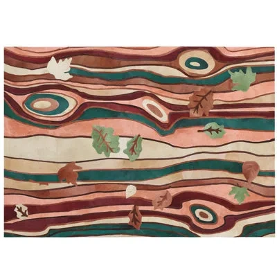 Art Hide Dans Le Bois Rectangle Cowhide Area Rug In Brown,green,beige
