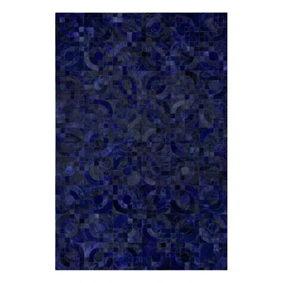Pre-owned Art Hide Dark Blue Customizable Optico Midnight Blue Cowhide Area Floor Rug Xx-large