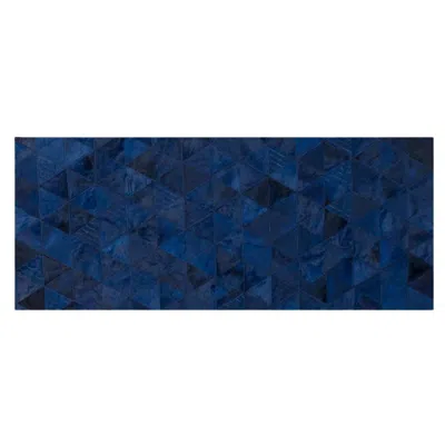 Pre-owned Art Hide Dark Blue Round Customizable Trilogia Cowhide Runner Large