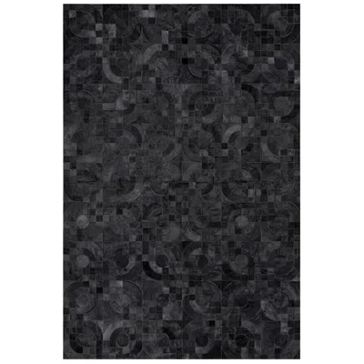 Pre-owned Art Hide Dark Gray Customizable 1970s Inspired Optico Cowhide Area Floor Rug Small