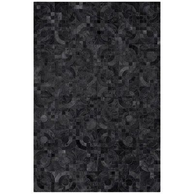 Pre-owned Art Hide Dark Gray Customizable 1970s Inspired Optico Cowhide Area Floor Rug X-large