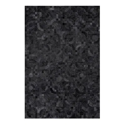 Pre-owned Art Hide Dark Gray Customizable 1970s Inspired Optico Cowhide Area Floor Rug Xx-large