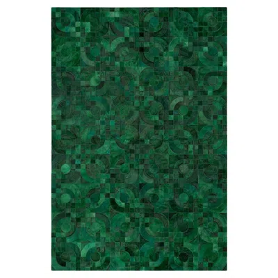 Pre-owned Art Hide Dark Green, 1970s Inspired Customizable Optico Cowhide Area Floor Rug Large In Black