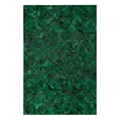 Pre-owned Art Hide Dark Green, 1970s Inspired Customizable Optico Cowhide Area Floor Rug Xx-large In Black