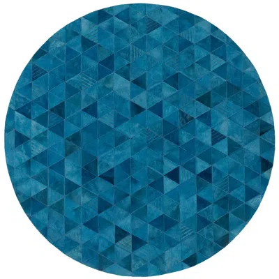 Pre-owned Art Hide Dark Jade Round Trilogia Customizable Cowhide Rug Medium In Green