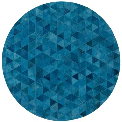 Pre-owned Art Hide Dark Jade Round Trilogia Customizable Cowhide Rug Small In Green