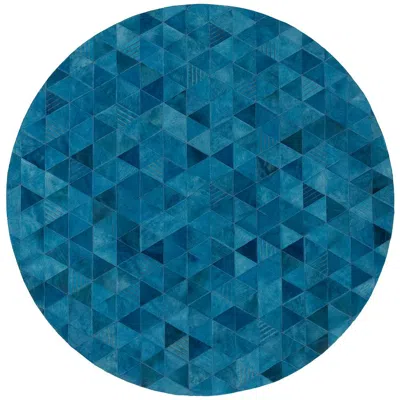 Pre-owned Art Hide Dark Jade Round Trilogia Customizable Cowhide Rug X-large In Green