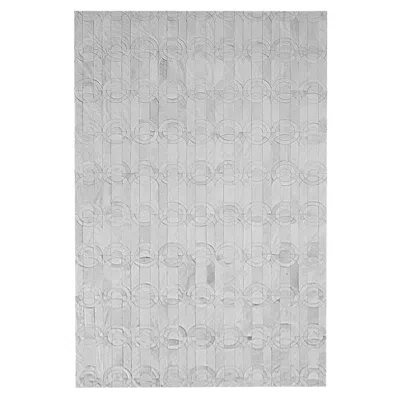Pre-owned Art Hide Decadent New Customizable Curvo Cream Cowhide Area Floor Rug Large In White