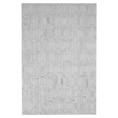 Pre-owned Art Hide Decadent New Customizable Curvo Cream Cowhide Area Floor Rug Small In White