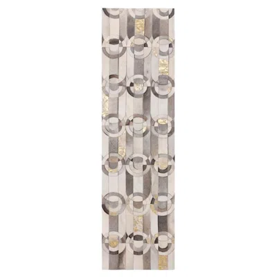 Pre-owned Art Hide Decadent New Customizable Curvo Gray Cowhide Rug Runner Large