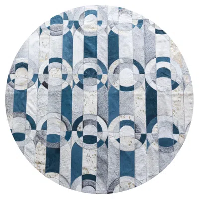 Pre-owned Art Hide Decadent New Customizable Curvo Jade Cowhide Rug Round Small In Green