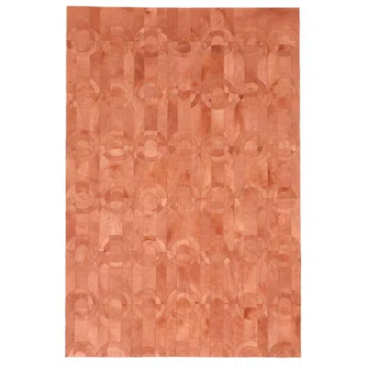 Pre-owned Art Hide Decadent New Customizable Curvo Shrimp Cowhide Area Floor Rug Small In Orange