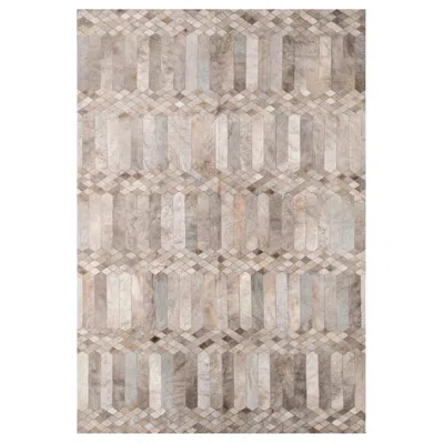 Pre-owned Art Hide Dyed Gray Silver Art Deco Customizable Largo Cowhide Area Floor Rug Small
