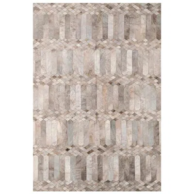 Pre-owned Art Hide Dyed Gray Silver Art Deco Customizable Largo Cowhide Area Floor Rug X-large