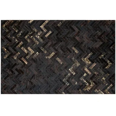 Art Hide Estrella Cowhide Geometric Area Rug In Black;brown;gold