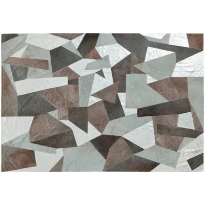 Art Hide Fragments Rectangle 7' X 10' Cowhide Area Rug In Silver/brown/gray In Silver,brown,gray
