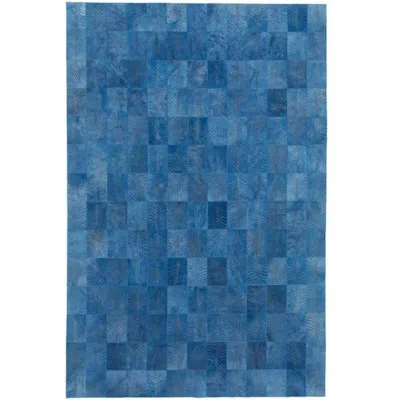 Art Hide Geometric Cowhide Denim Area Rug