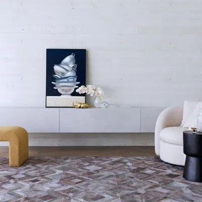 Art Hide Geometric Cowhide Gray Area Rug