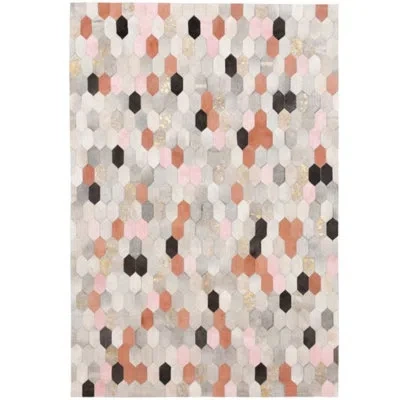 Art Hide Geometric Cowhide Gray Area Rug