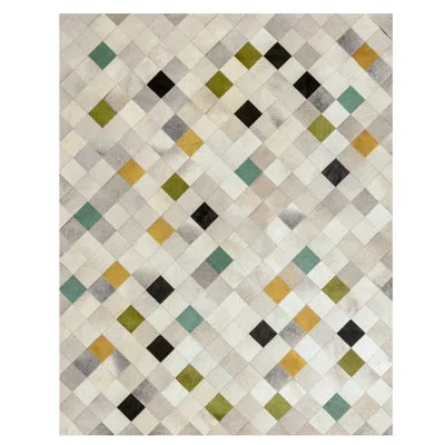 Art Hide Geometric Cowhide Gray/white Indoor / Outdoor Area Rug In White;gray