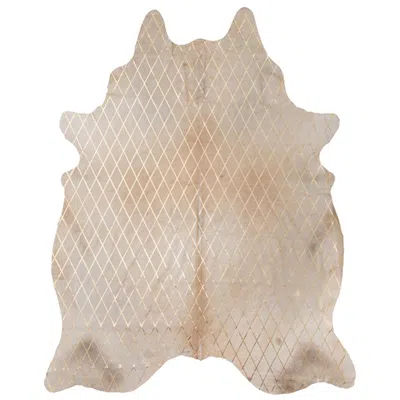 Pre-owned Art Hide Gold Metallic Diamond Pattern Caramel Cowhide Rug, Medium In Brown