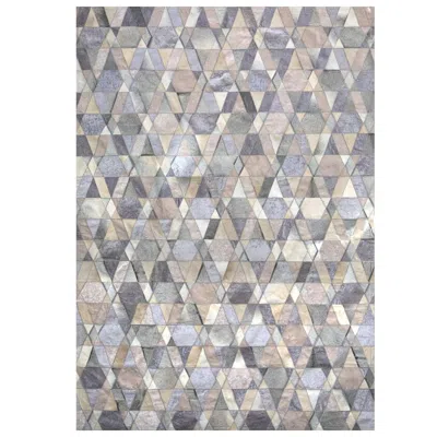 Pre-owned Art Hide Gray And Caramel Customizable Selva Cowhide And Viscose Area Floor Rug Large