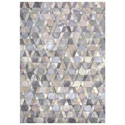 Pre-owned Art Hide Gray And Caramel Selva Cowhide And Viscose Area Floor Rug