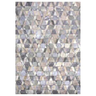 Pre-owned Art Hide Gray And Caramel Selva Cowhide And Viscose Area Floor Rug X-large