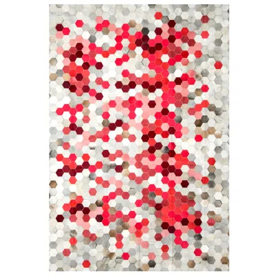 Pre-owned Art Hide Gray And Pink Customizable Angulo Cowhide Area Floor Rug Extra Large